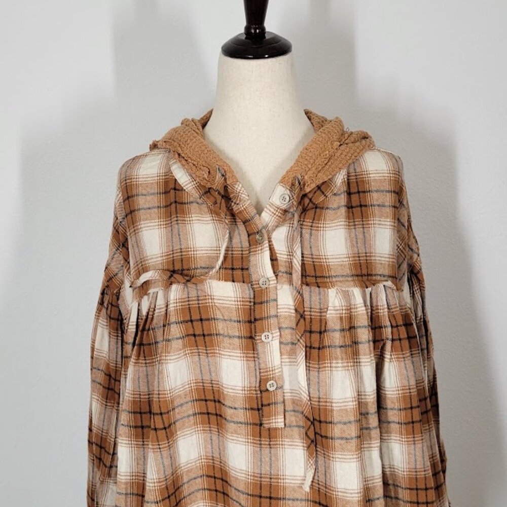 MISS ME  hooded plaid crop top Sz M NEW - Picture 2 of 12